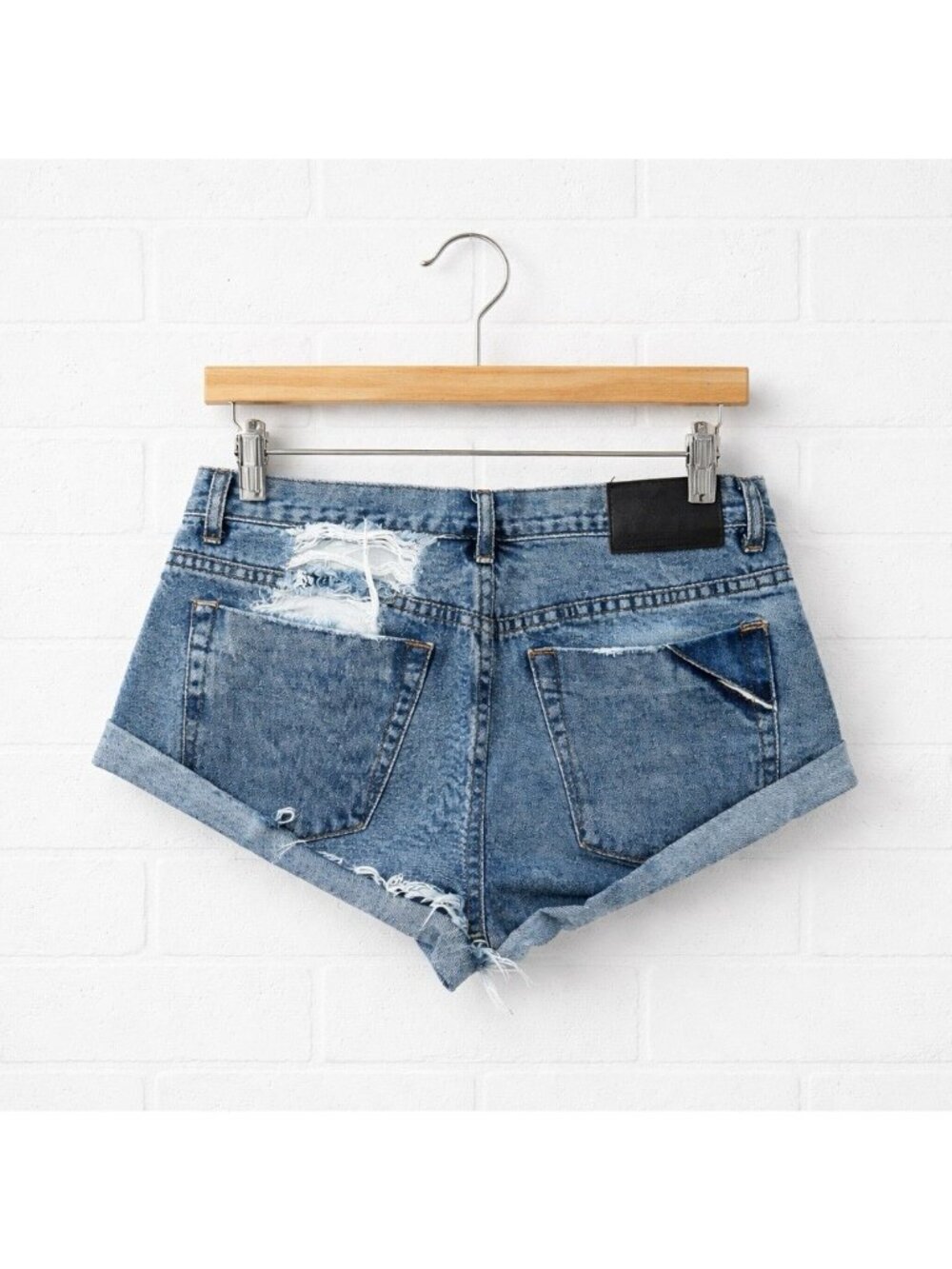 One Teaspoon Outlaws Cut Off Shorts Button Fly Distressed Denim - Picture 2 of 6